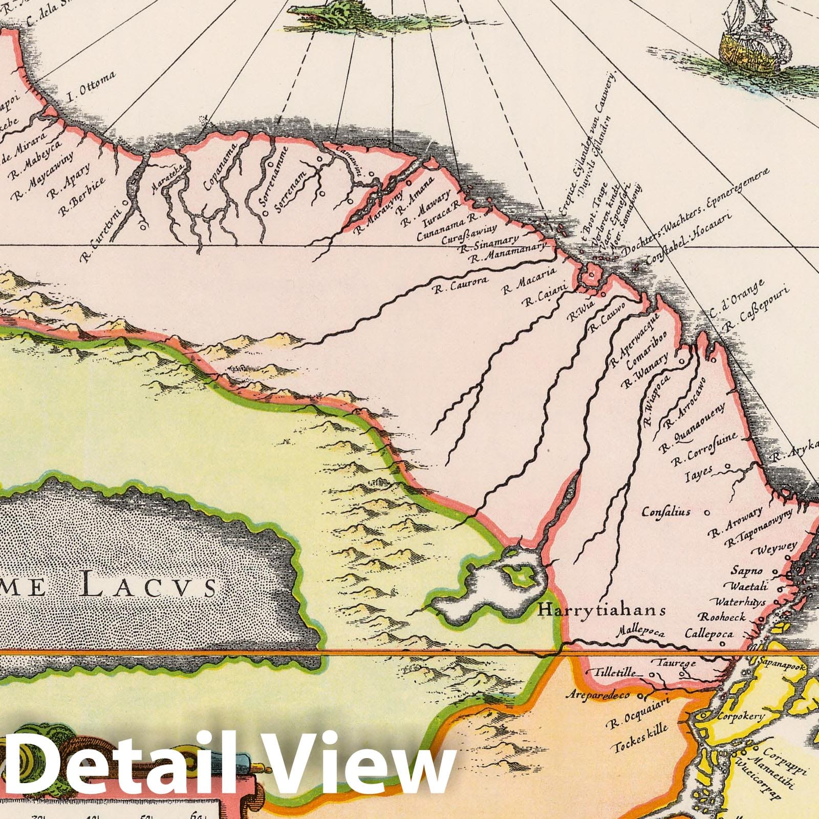 Guiana, Orinoco-Essequibo Region - Historical Map, 1661