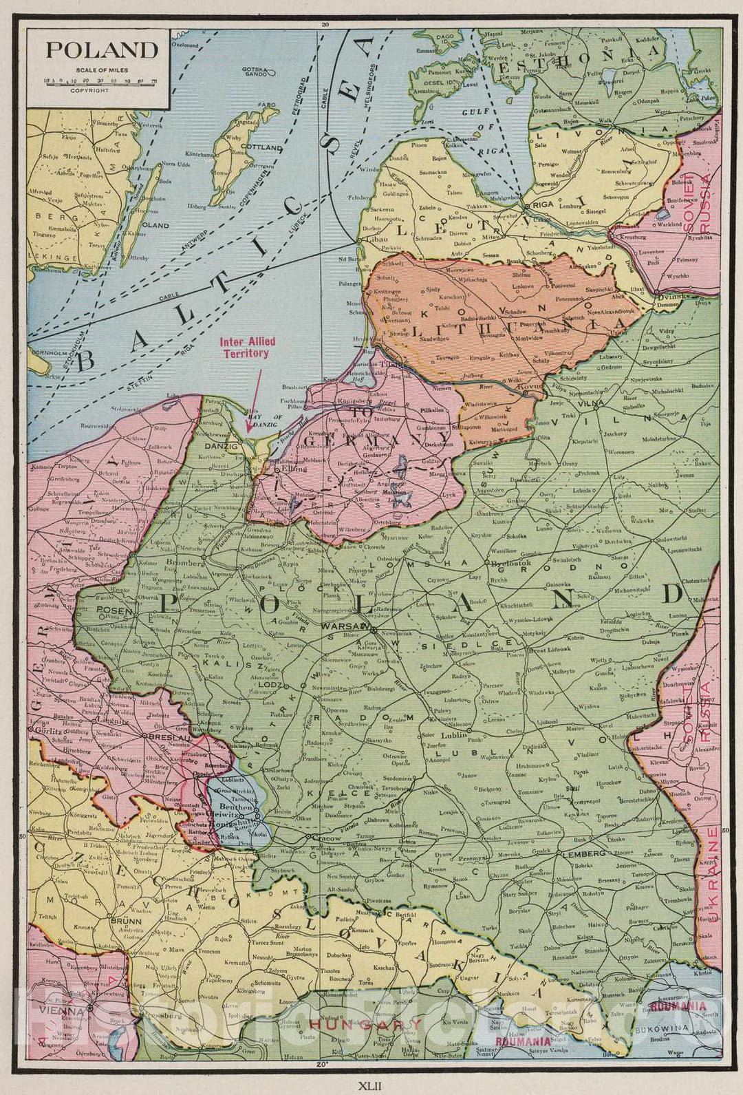 Historic Map : 1925 Poland. - Vintage Wall Art
