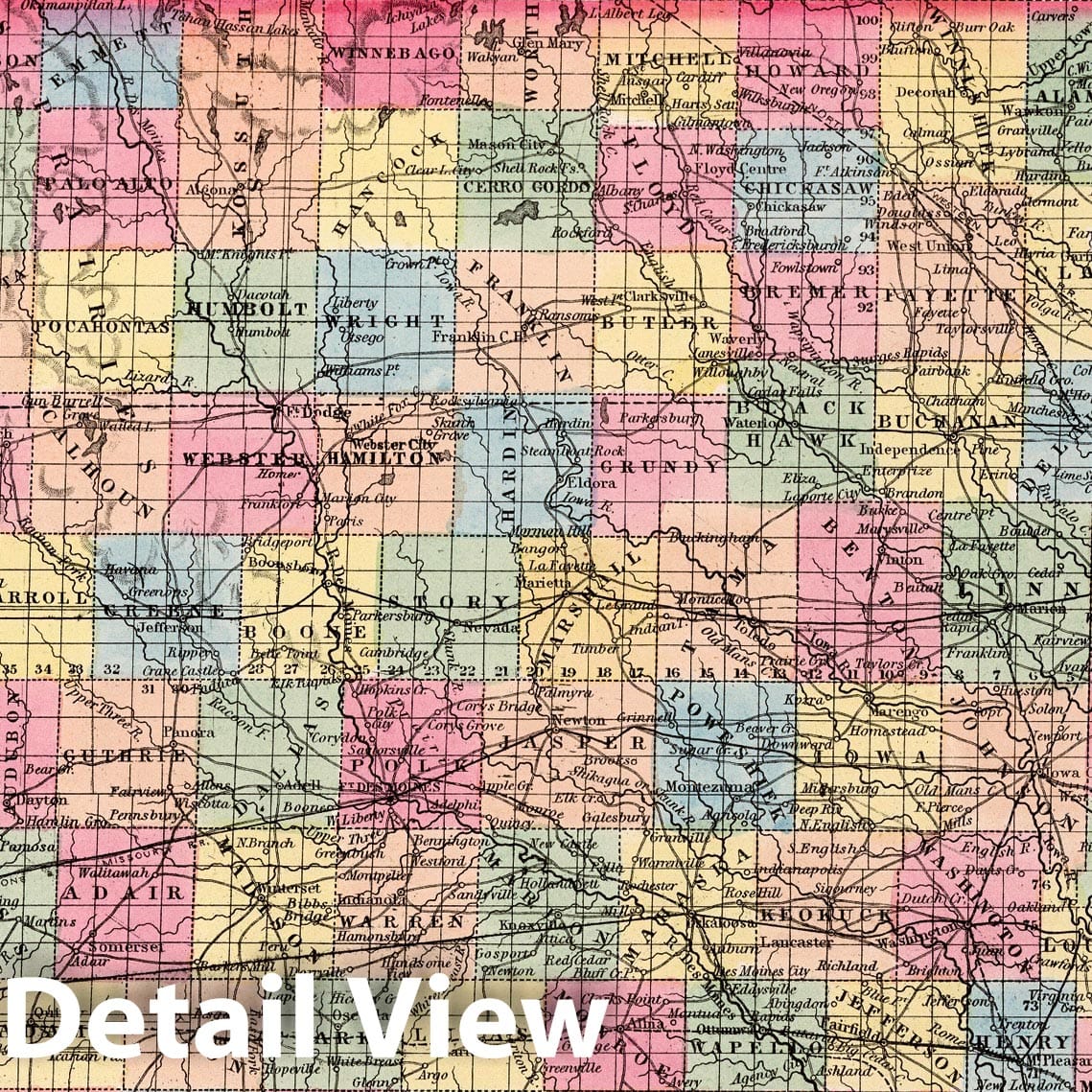 Historic Map : 1860 Iowa. - Vintage Wall Art