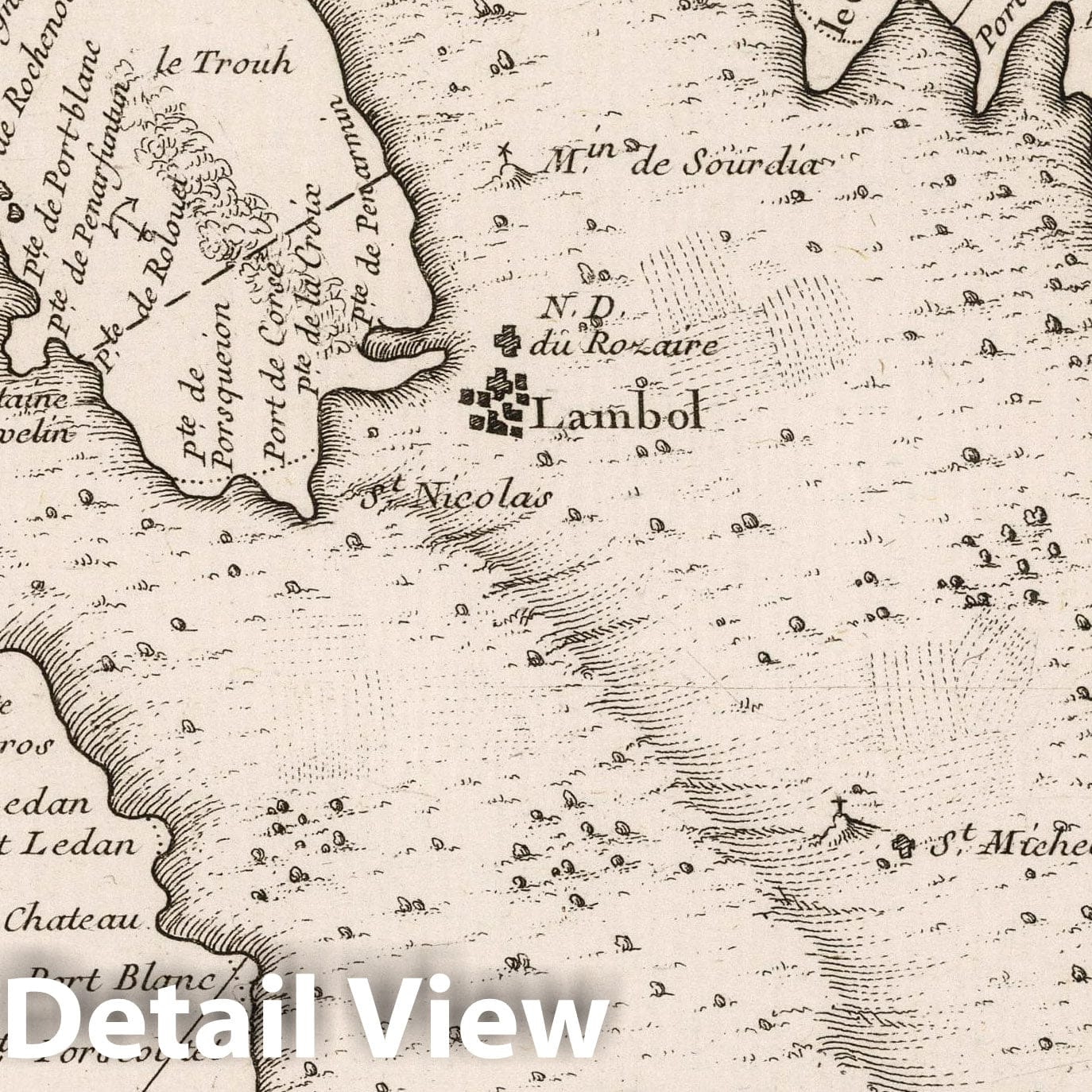 Historic Map : France, Ouessant , France 1764 Plan de I'Isle d'Ouessant. , Vintage Wall Art