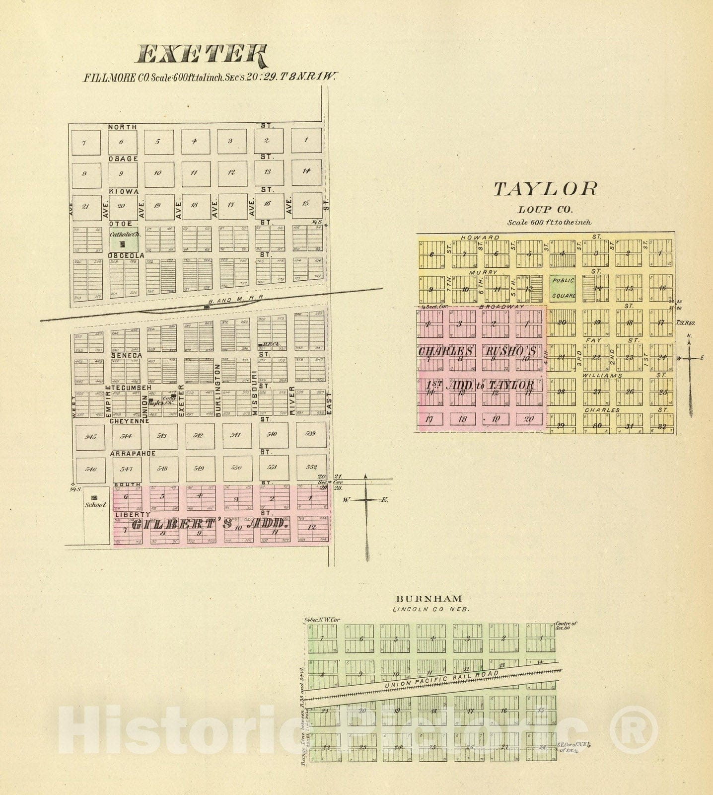 Historic Map : 1885 Exeter. - Vintage Wall Art