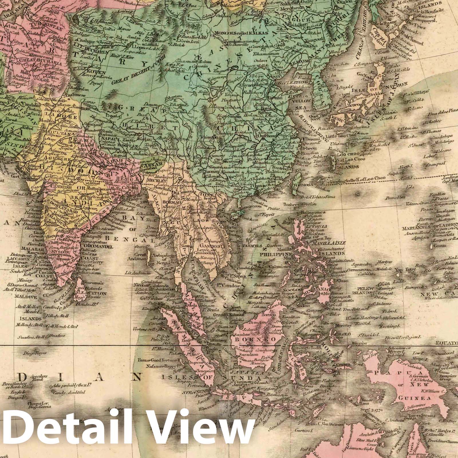 Asia, 1826 - Historical Map Print from Tanner's College Atlas