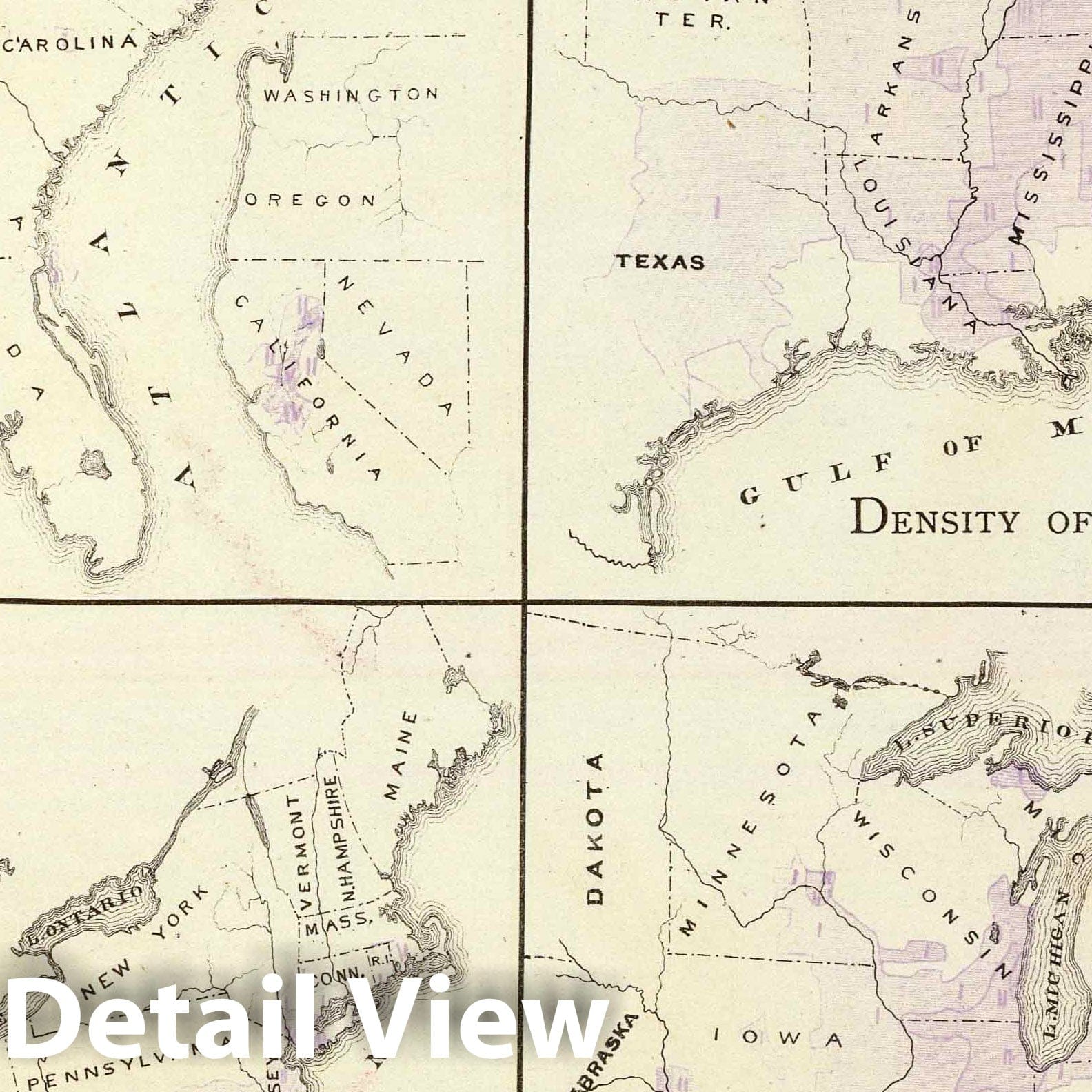 United States Census Population Distribution, 1876 - Historical Map Print