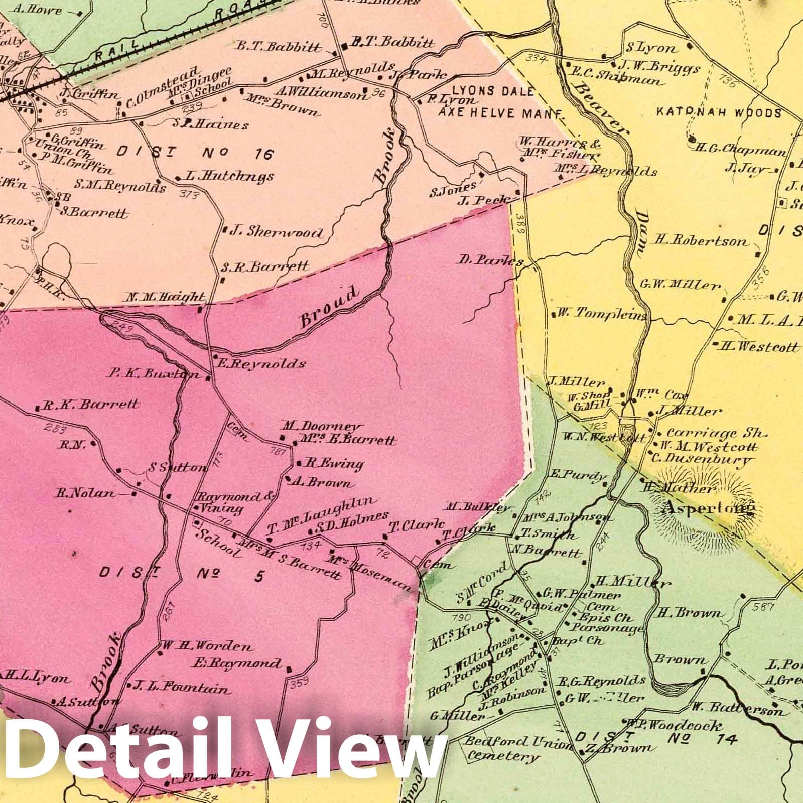 Bedford, Westchester County, New York 1868 Historical Map Print