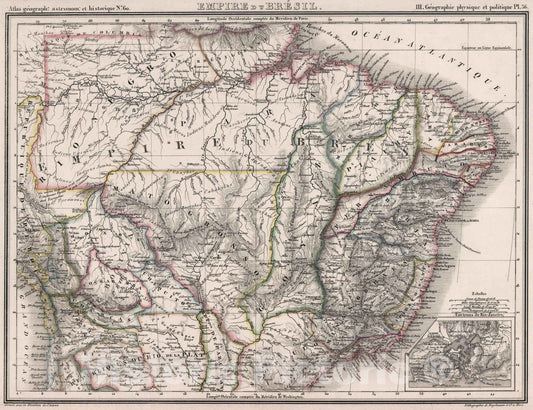 Historic Map : Brazil, 1834 60. Empire du Bresil. , Vintage Wall Art