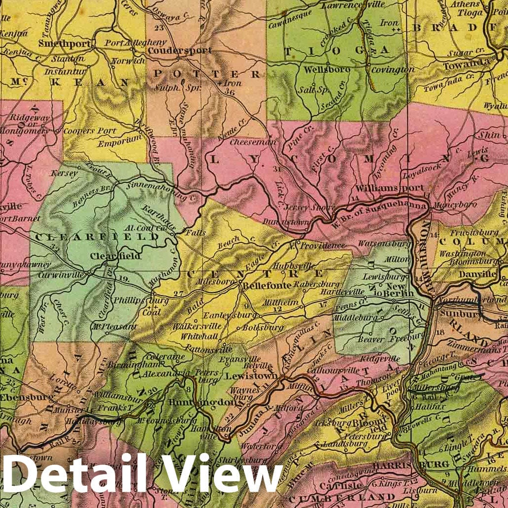 Pennsylvania - Railroad Map, 1836 - Historical Map Print