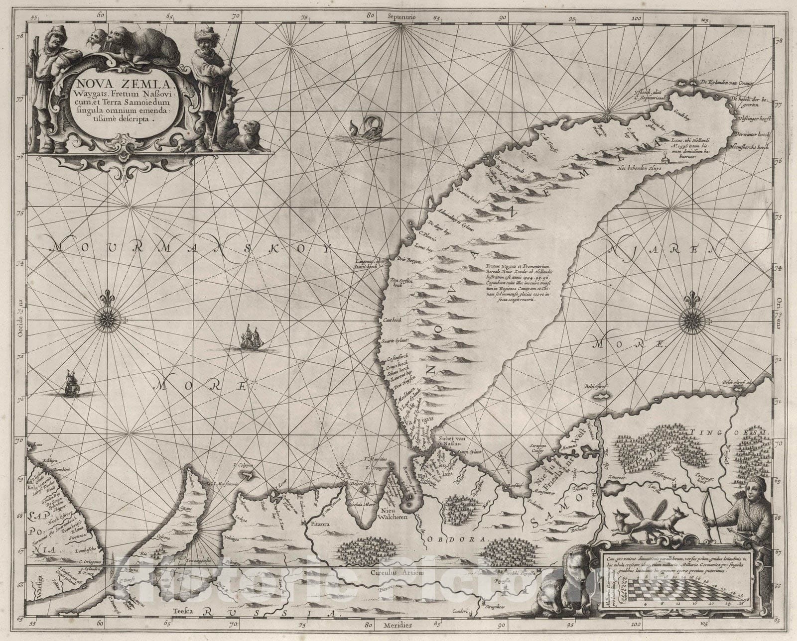 Historic Map : Novaya Zemlya 1650 Nova Zemla. , Vintage Wall Art