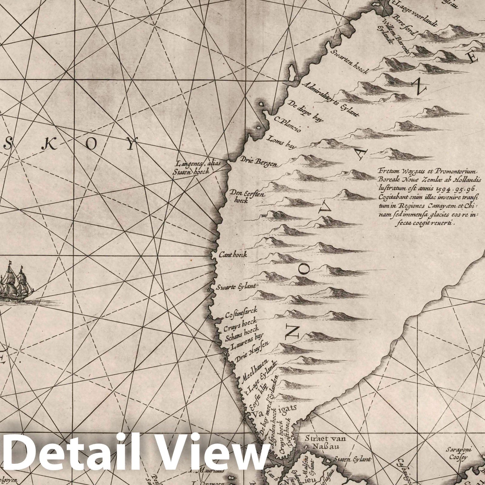 Novaya Zemlya - Nautical Chart, 1650 - Historical Map Print