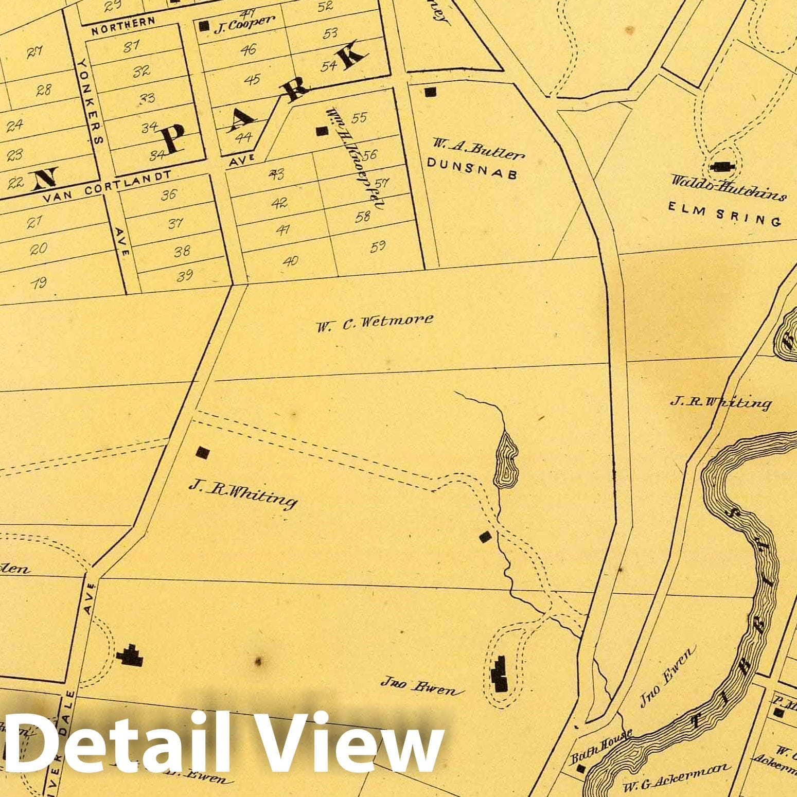 Yonkers, Westchester County, New York - River Map, 1868 - Historical Map Print