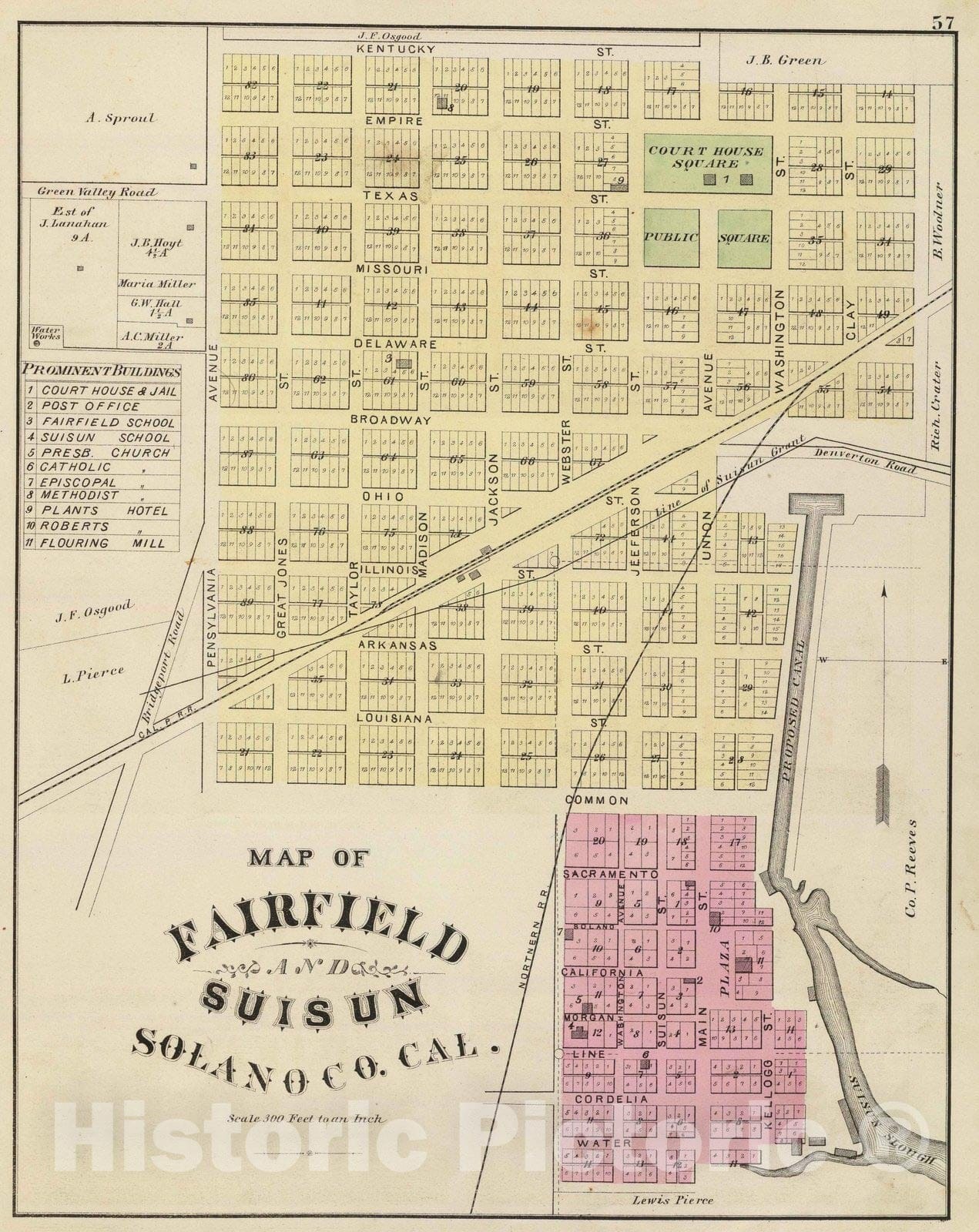 Historic Map : 1878 Fairfield, Suisun. - Vintage Wall Art
