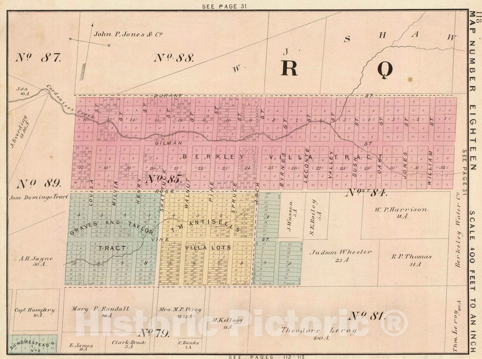 Historic Map : 1878 Oakland, vicinity 18. - Vintage Wall Art
