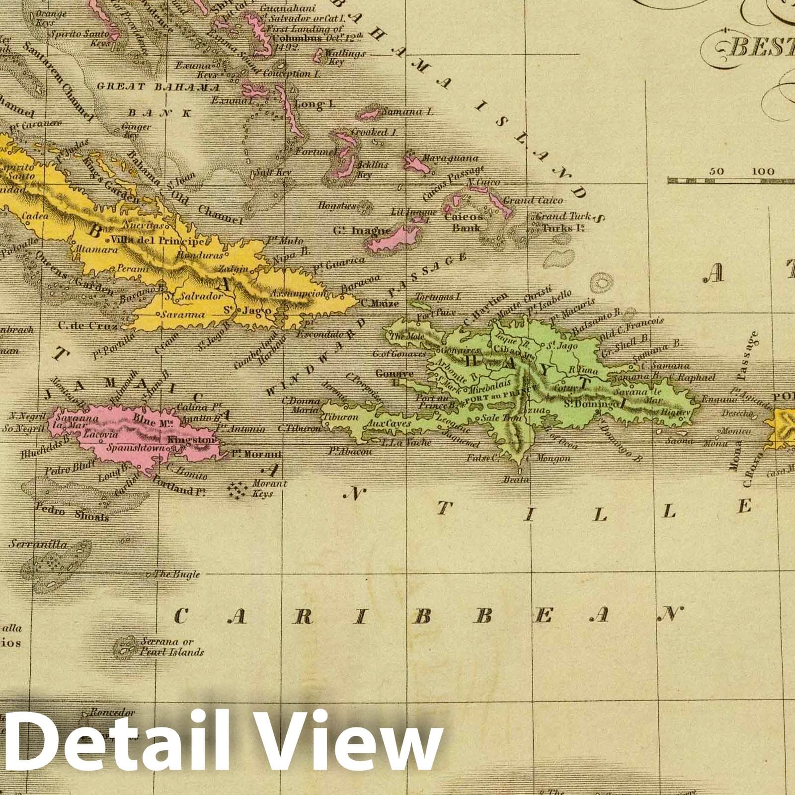 West Indies, 1826 - Hand-Colored Historical Map Print