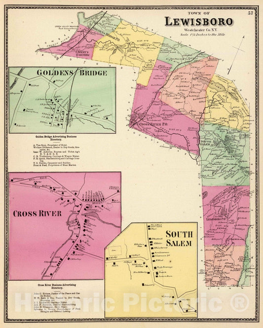 Historic Map : 1868 Lewisboro, Town. - Vintage Wall Art