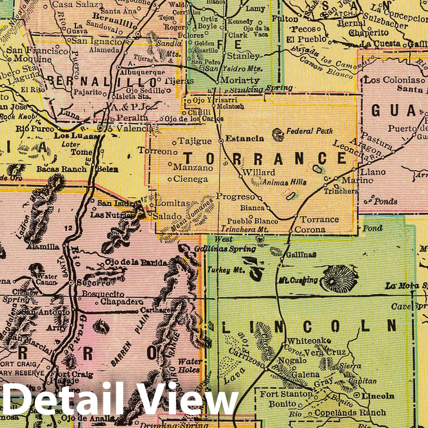 New Mexico - Railroad Map, 1909 - Historical Map Print