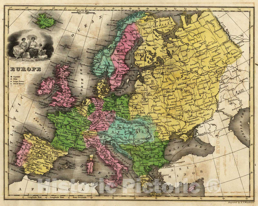 Historic Map : School Atlas - 1842 Europe. - Vintage Wall Art