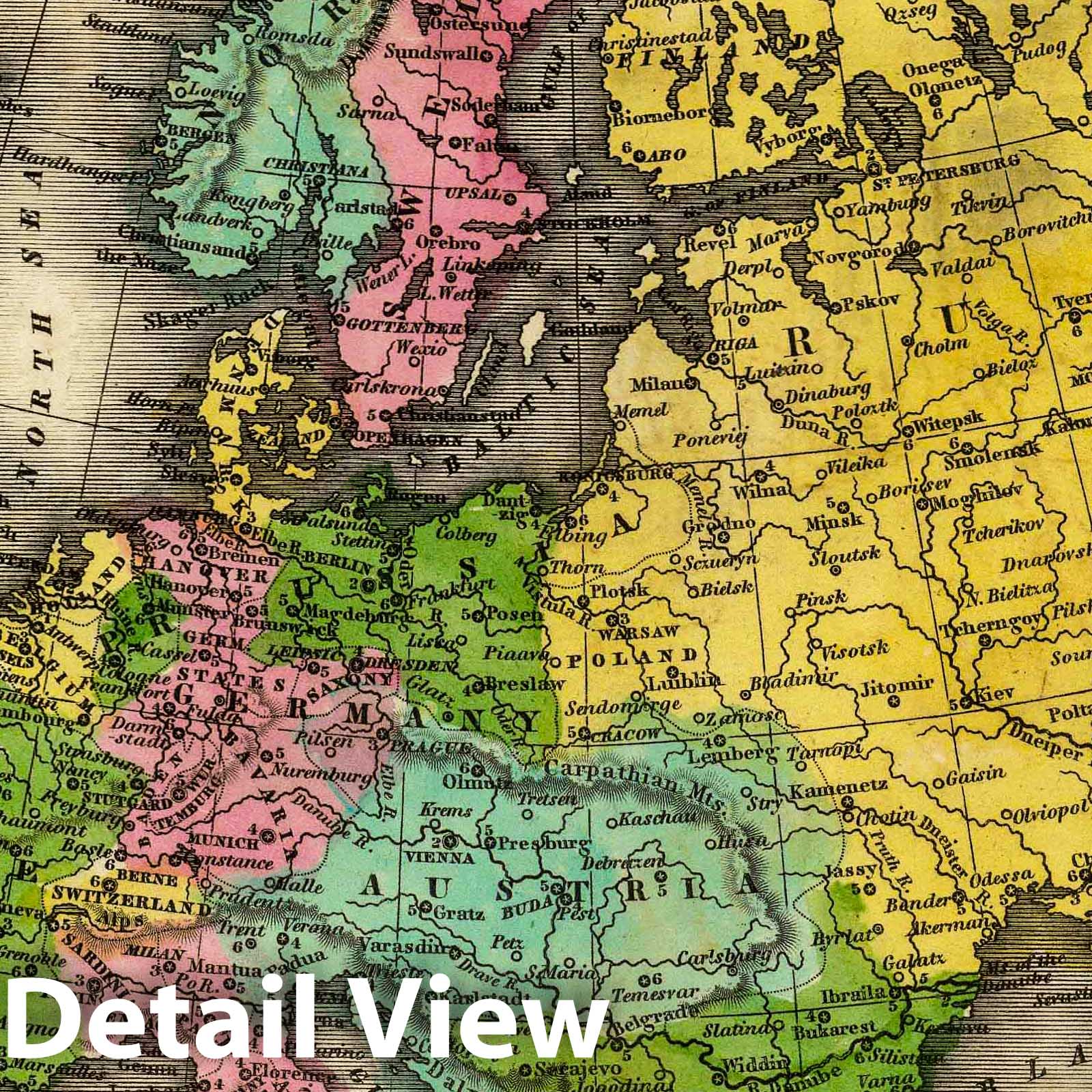 Europe, 1842 - Historical Map Print from Smiley's Atlas