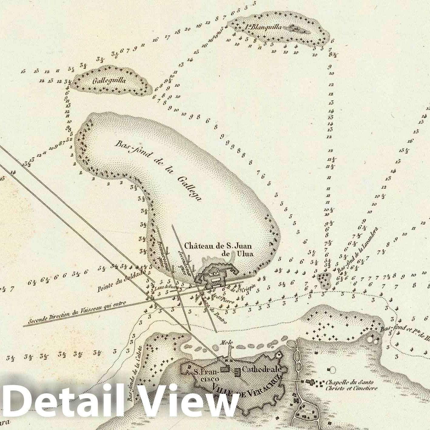 Port of Veracruz, Mexico - Nautical Chart, 1807 - Historical Map Print