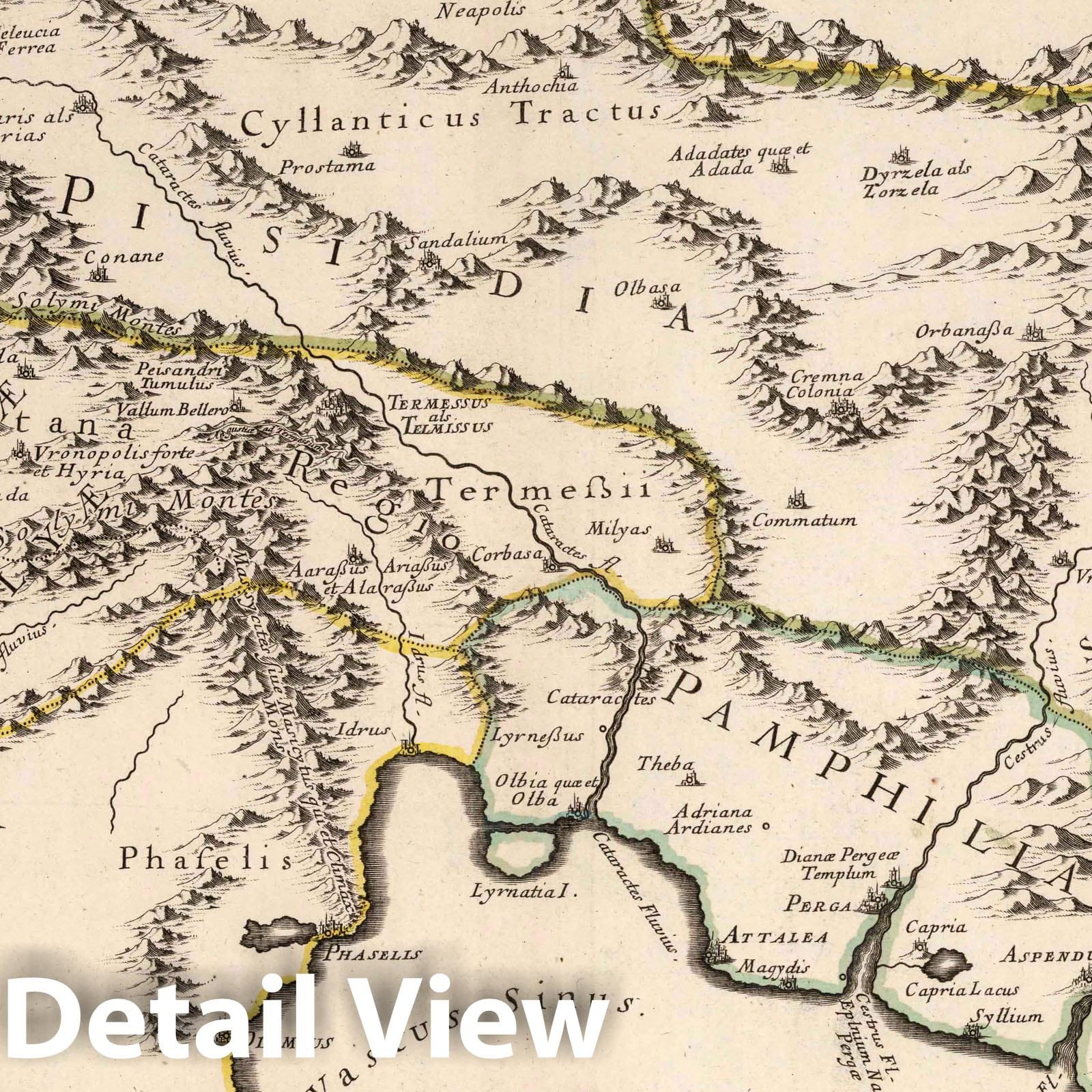Pamphilia and Pisidia, Anatolia 1697 - Historical Map Print