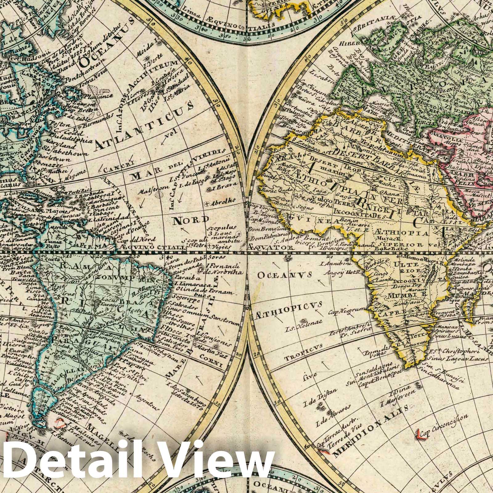 Mappa Geographica Utriusque Terrae - 1753 Euler World Map Print