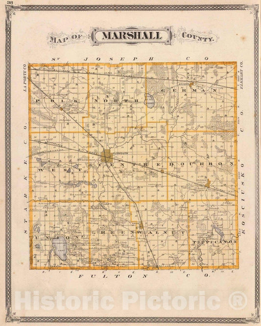 Historic Map : 1876 Map of Marshall County. - Vintage Wall Art