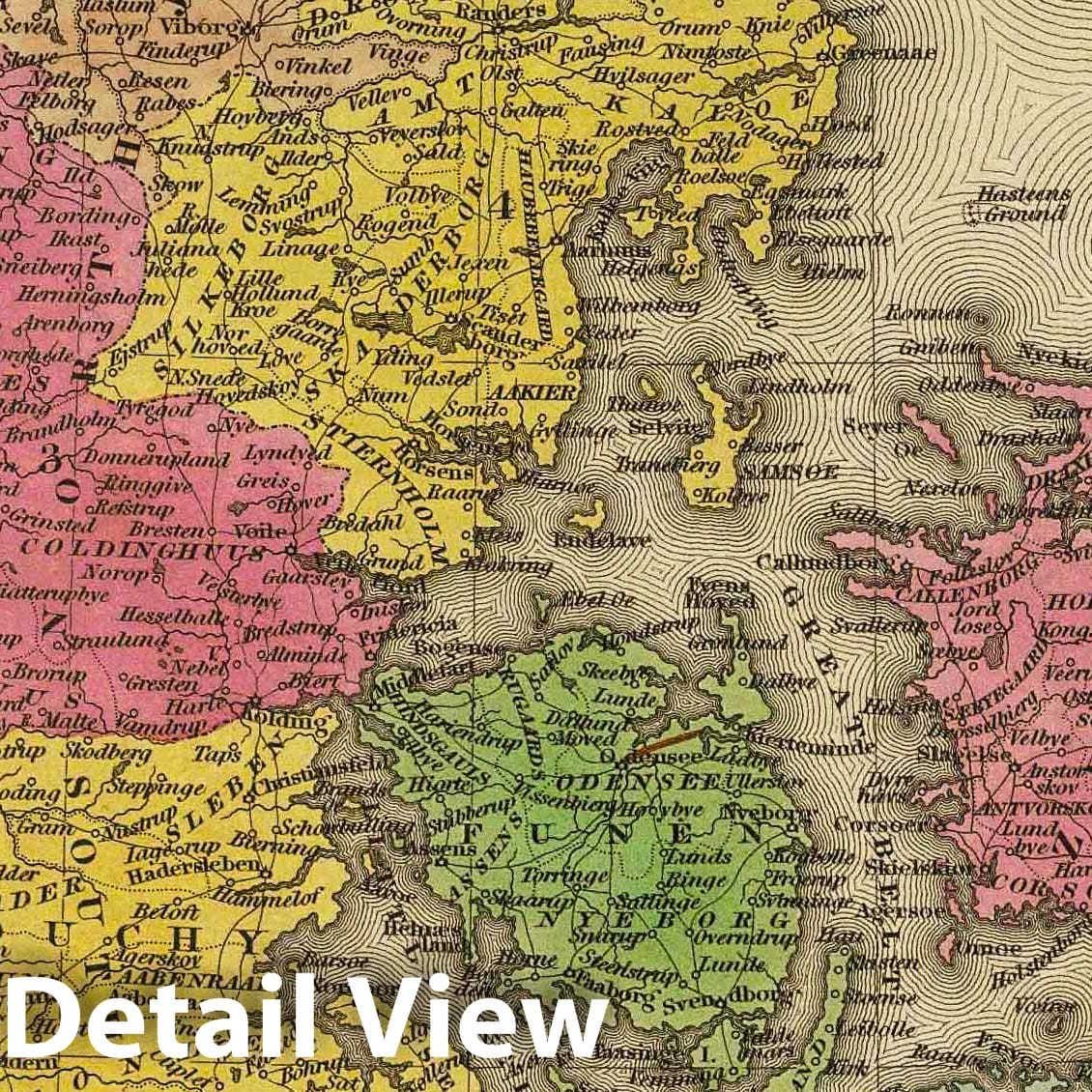 Denmark, 1836 - Historical Map Print from Tanner's Universal Atlas