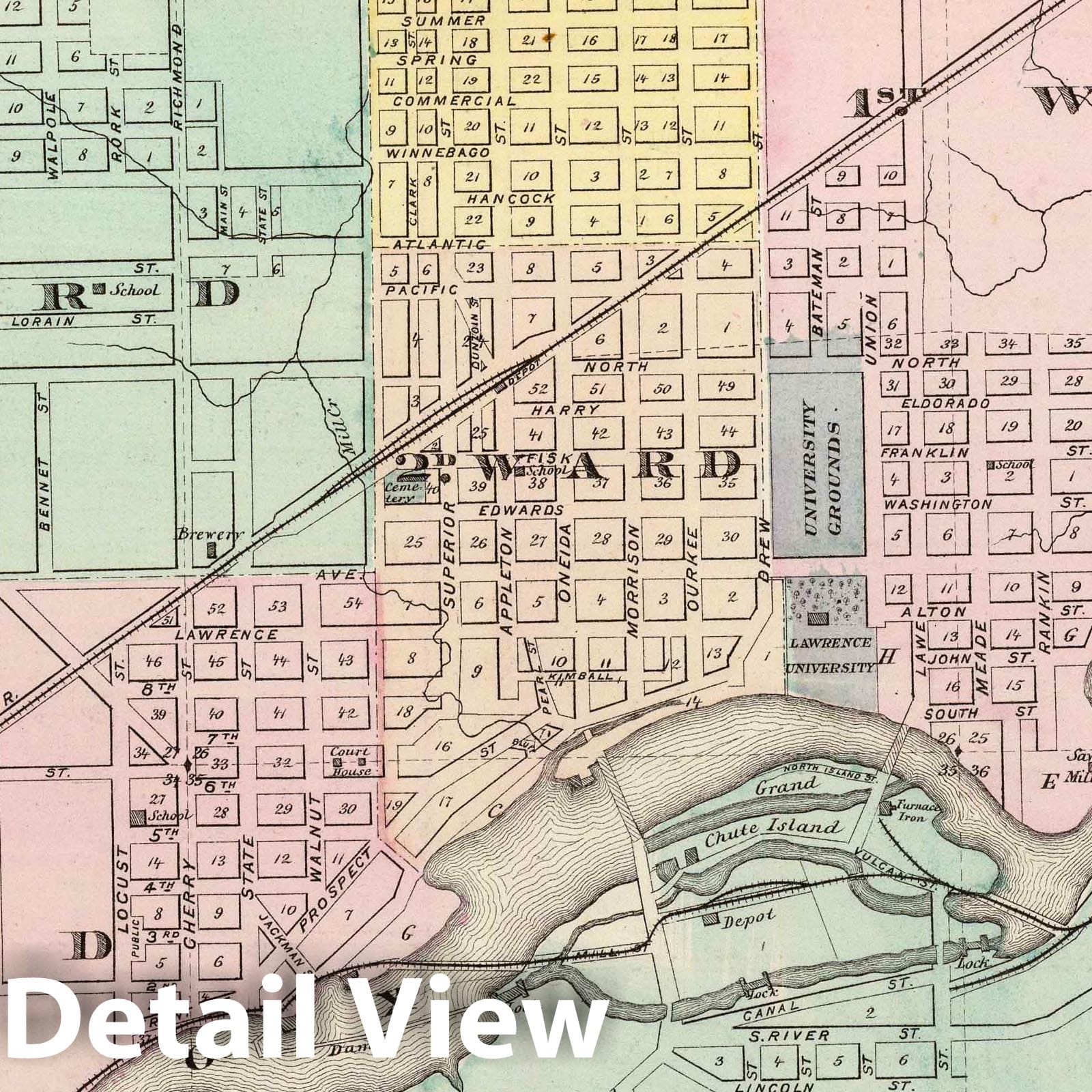 Appleton, Wisconsin - Geologic Map, 1878 - Historical Map Print