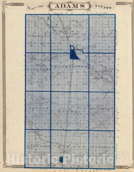 Historic Map : 1876 Map of Adams County. v1 - Vintage Wall Art