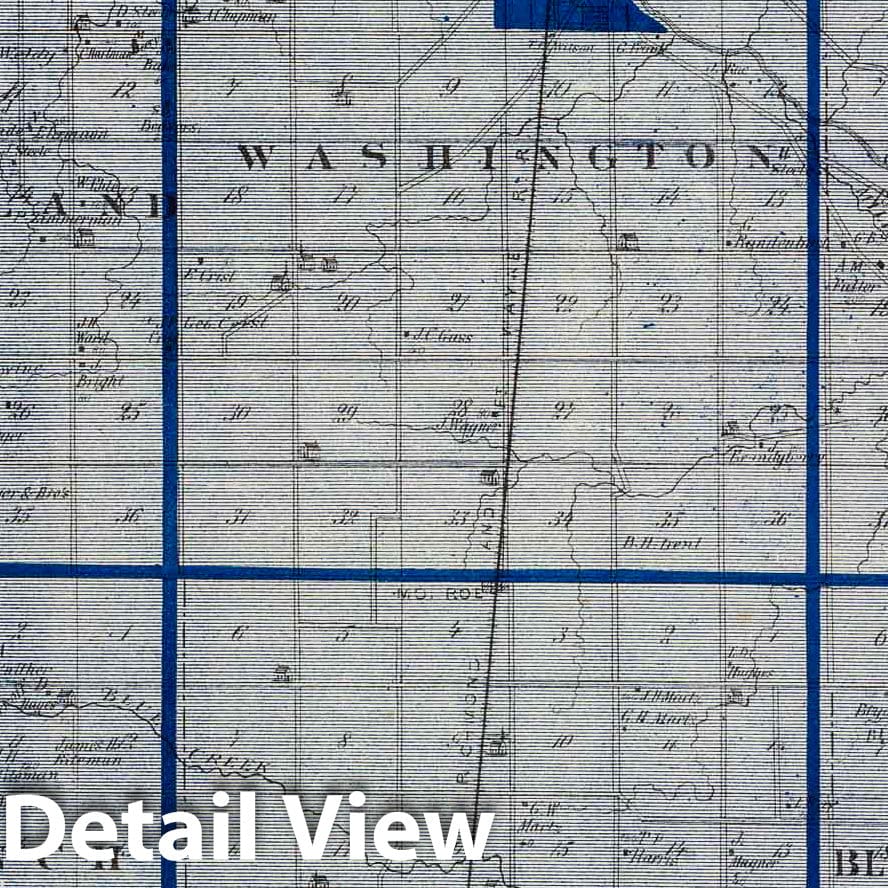 Adams County Indiana - Railroad Map, 1876 - Historical Map Print