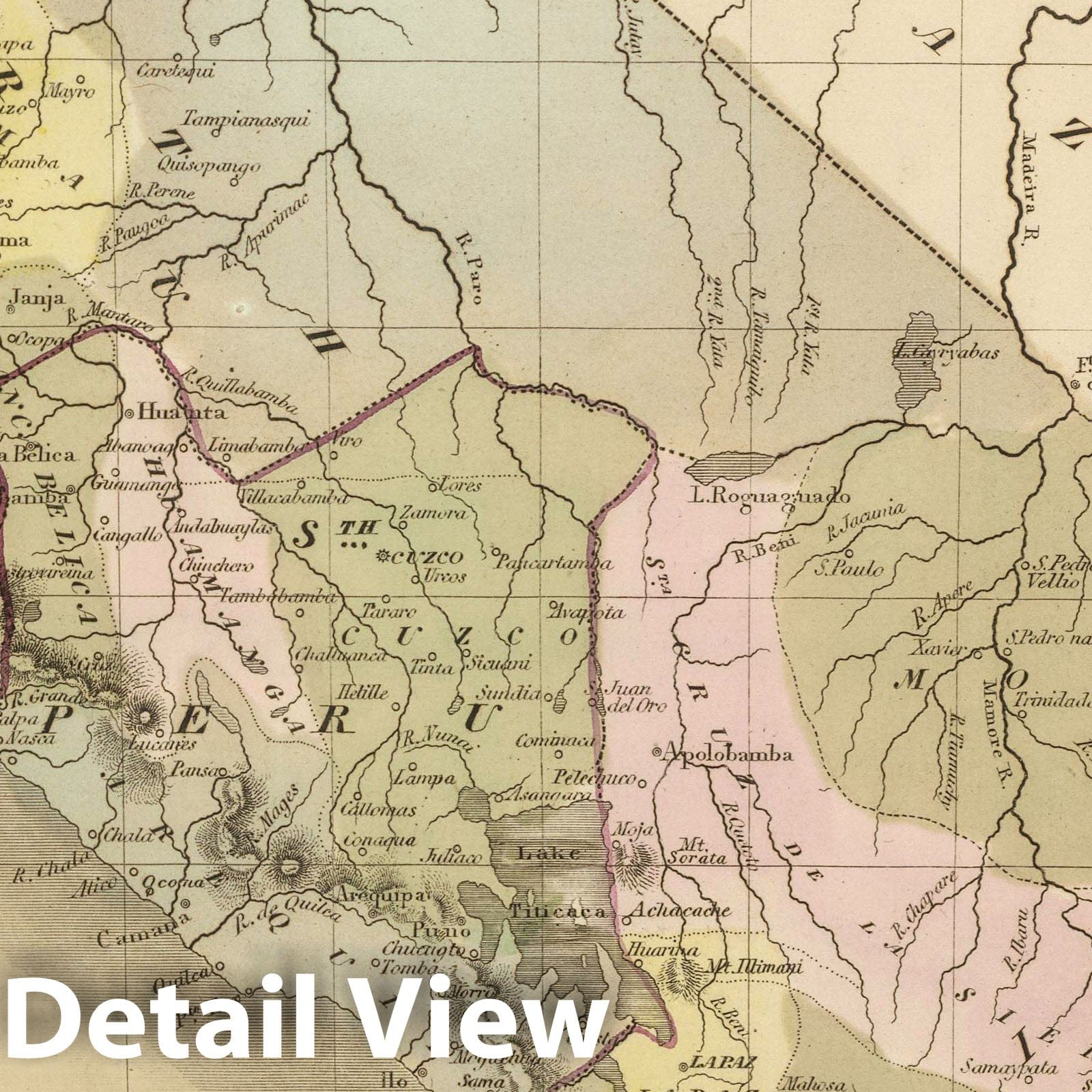 Peru and Bolivia - Railroad Map, 1848 - Historical Map Reproduction
