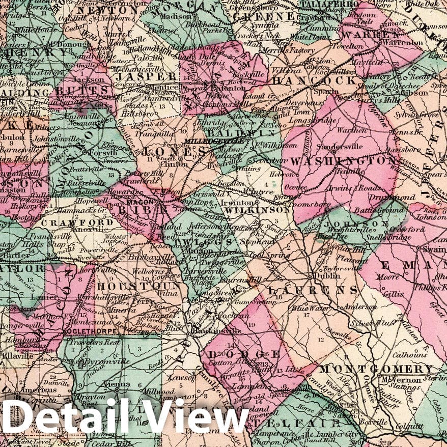 Georgia - Railroad Map, 1873 - Gray's Atlas Historical Reproduction