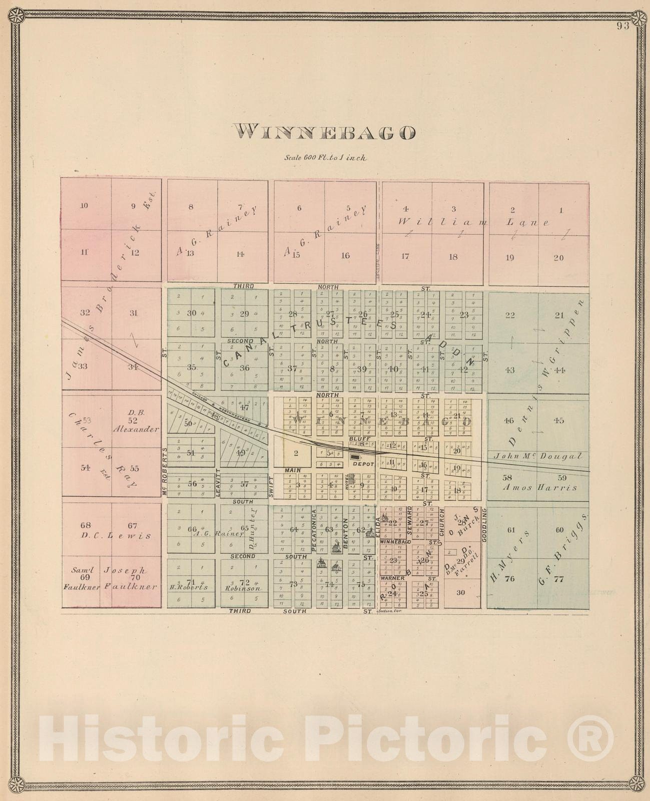 Historic Map : 1886 Winnebago, Winnebago County, Illinois. - Vintage Wall Art