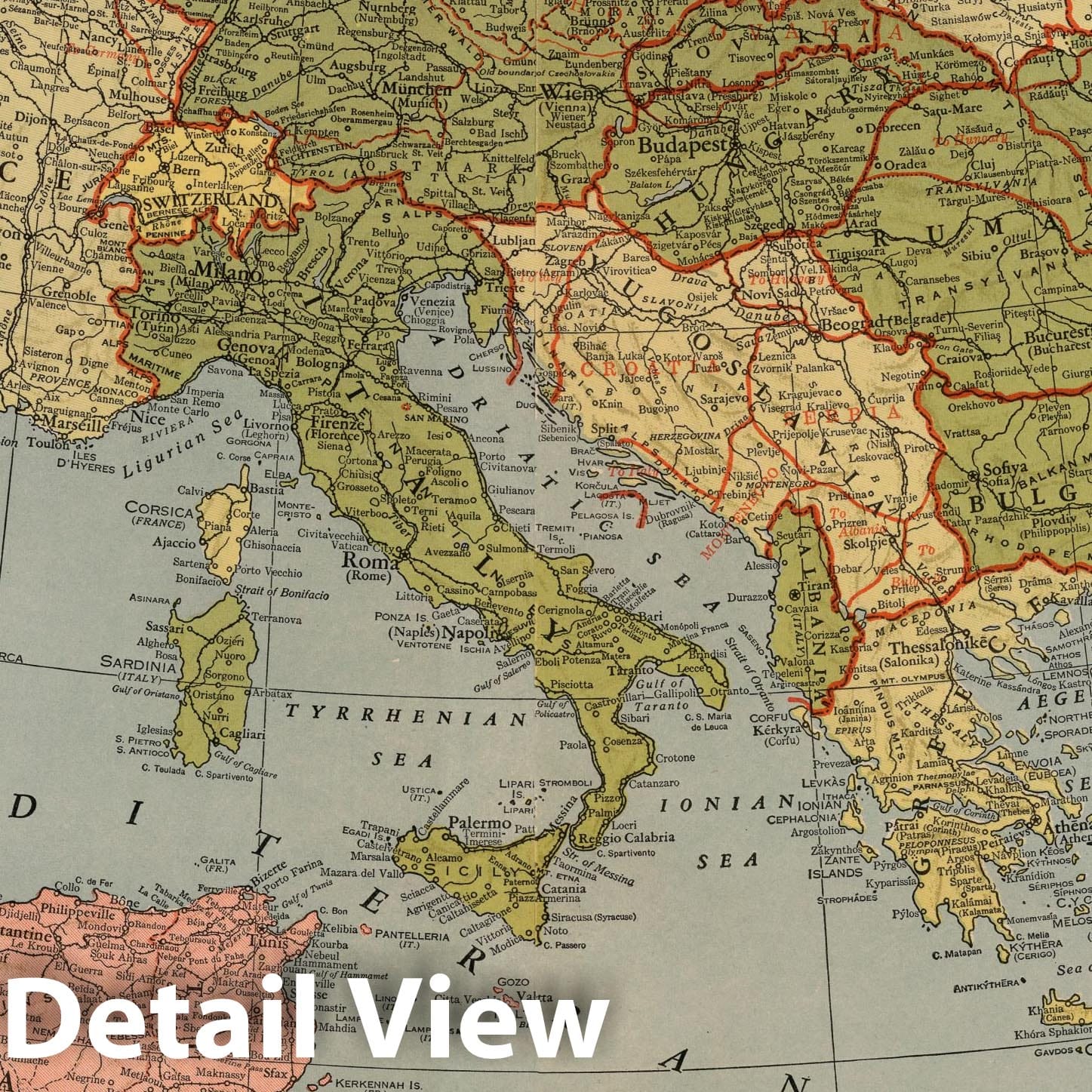 World War II: Southern Europe and Mediterranean - Railroad Map, 1943