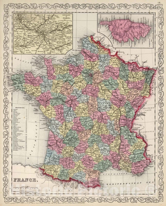 Historic Map : 1859 France. v1 - Vintage Wall Art