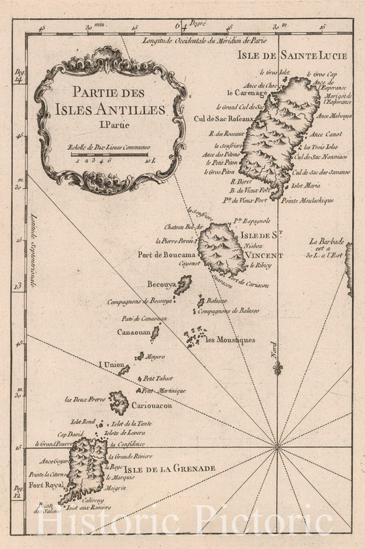 Antilles Nautical Chart 1764 by Bellin - Historical Map Print