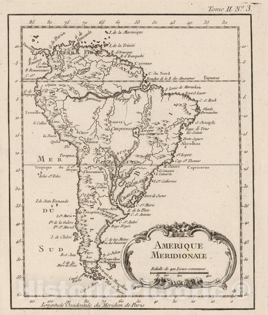 Historic Map : Chart Atlas - 1764 Amerique Meridionale - Vintage Wall Art
