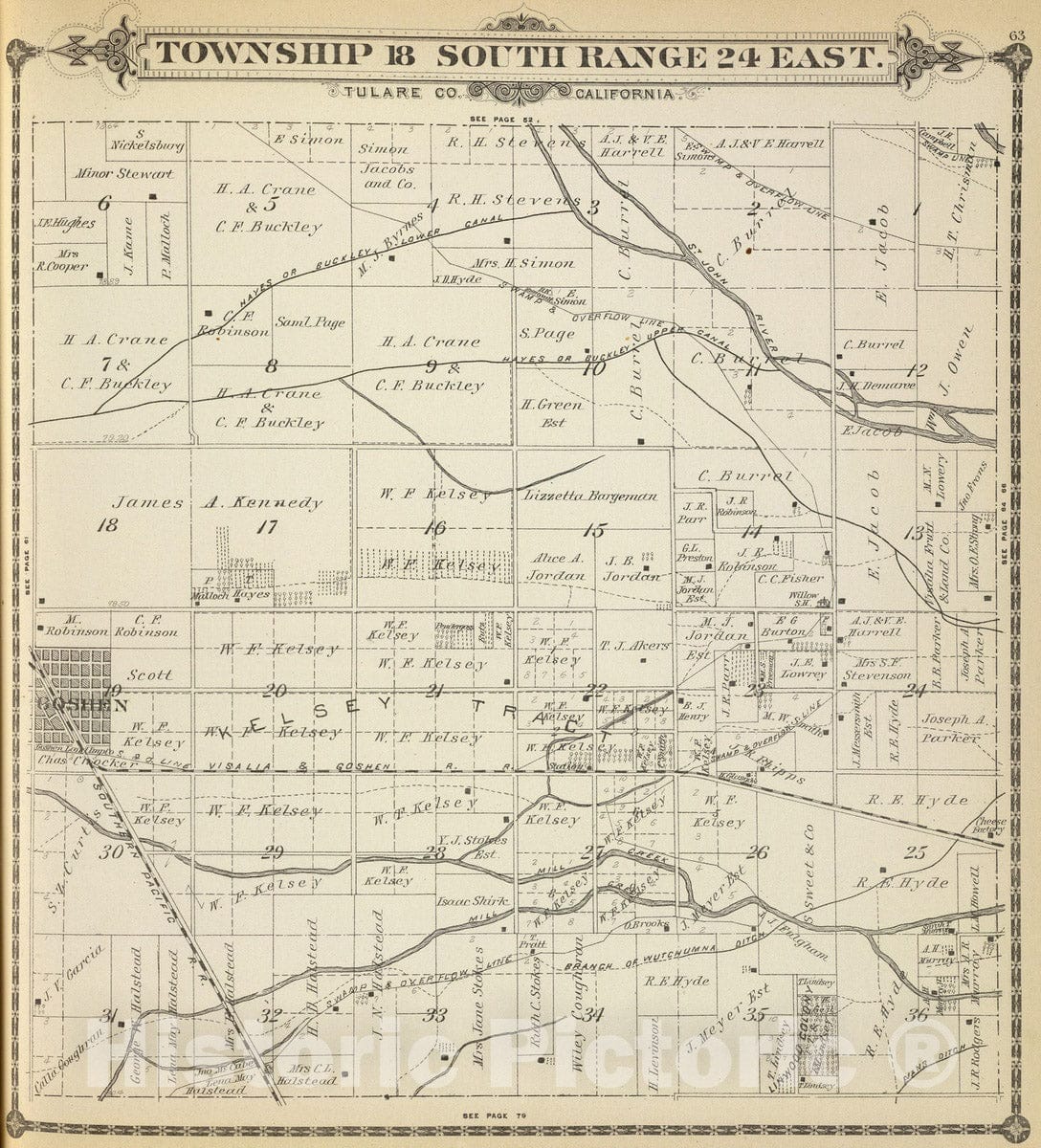 Historic Map : 1892 T.18S R.24E. - Vintage Wall Art