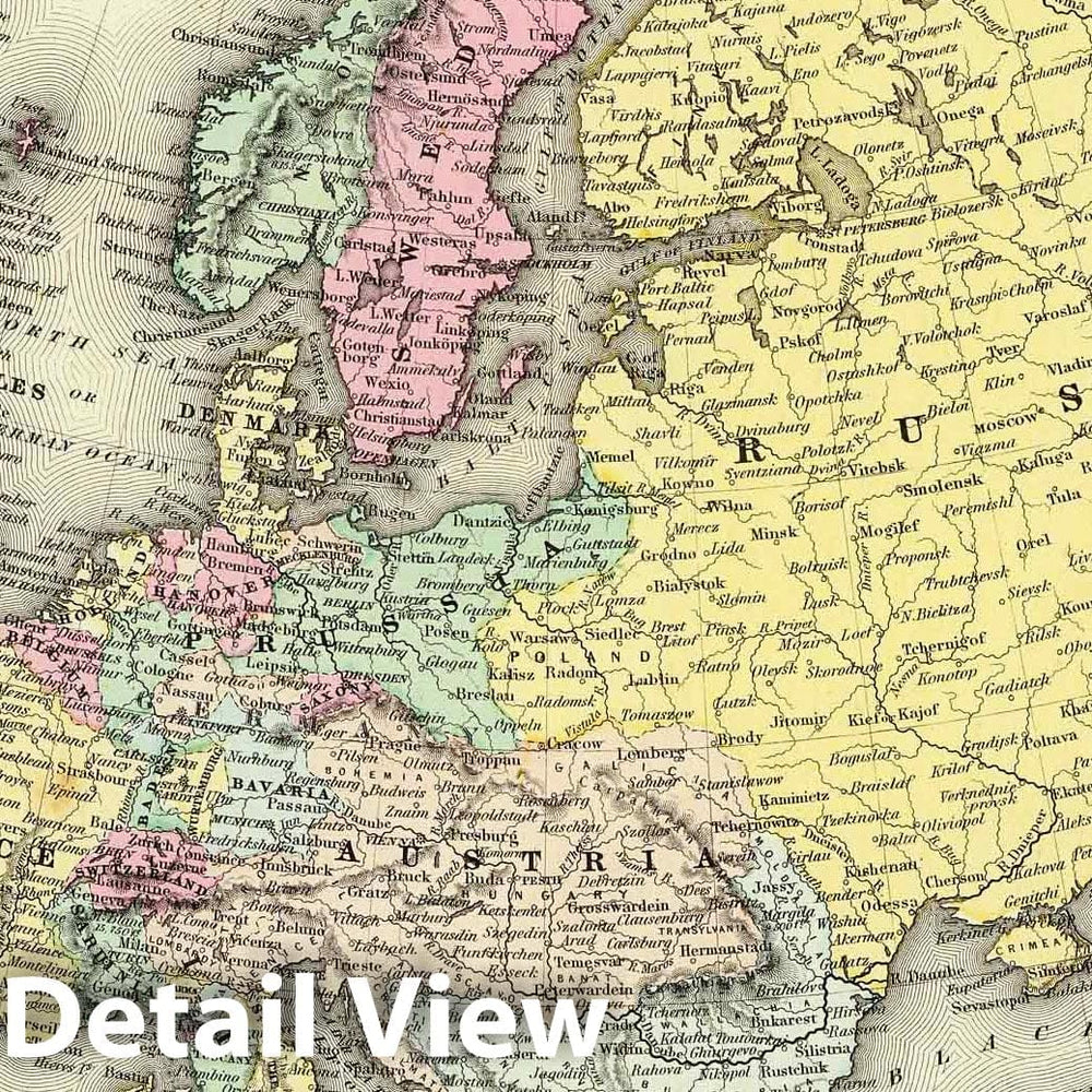 Historic Map : 1856 Europe : Vintage Wall Art
