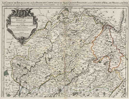 Historic Map : Franche Comte , France 1695 La Franche Comte (northern sheet). , Vintage Wall Art