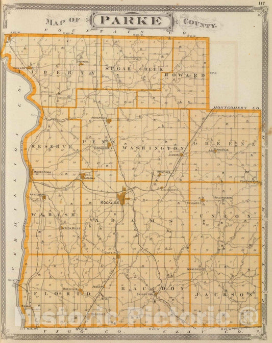 Historic Map : 1876 Map of Parke County. - Vintage Wall Art