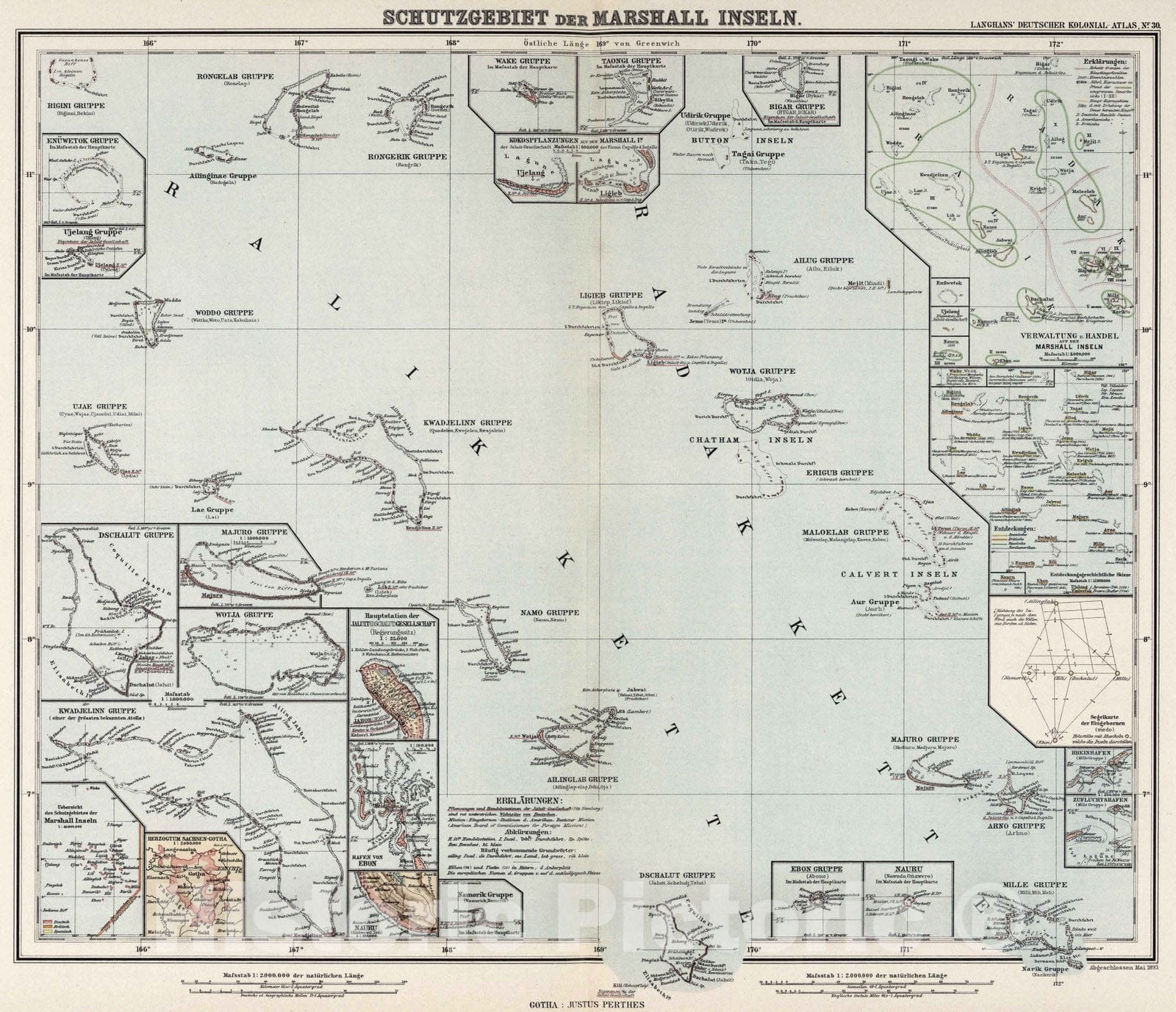Marshall Islands, 1893 - Historical Map Print from Deutscher Kolonial-Atlas