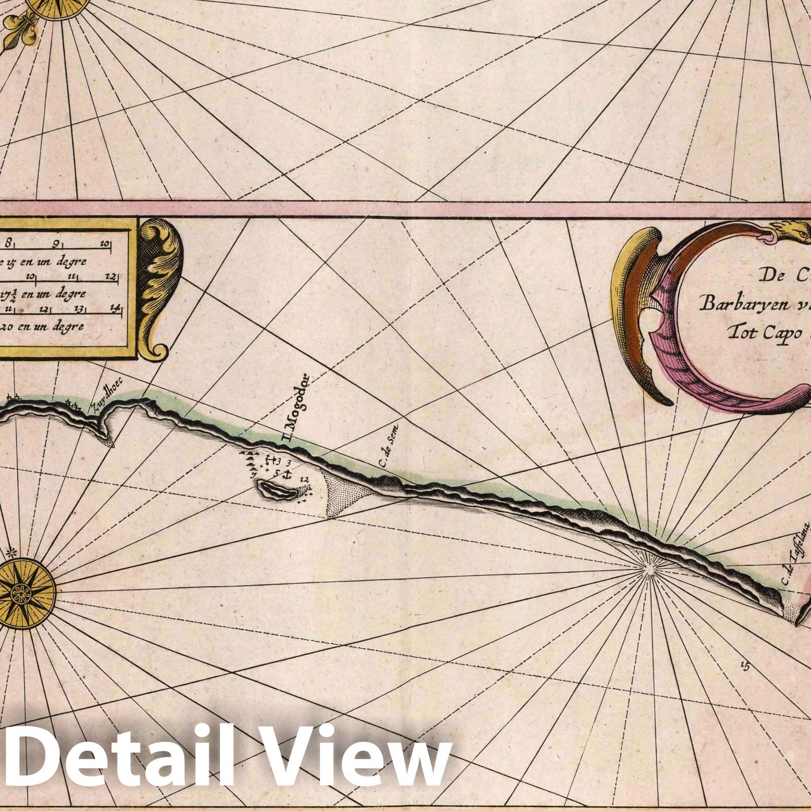 West Africa and Canary Islands - Nautical Chart, 1667 - Historical Map Print