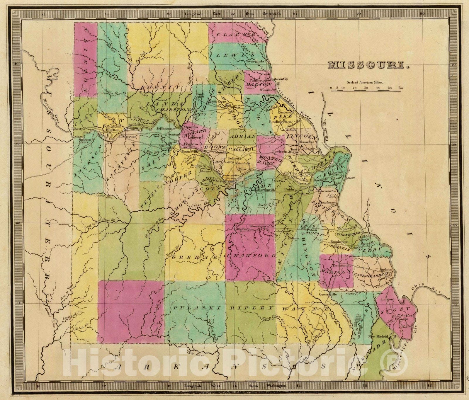 Historic Map : 1840 Missouri. - Vintage Wall Art