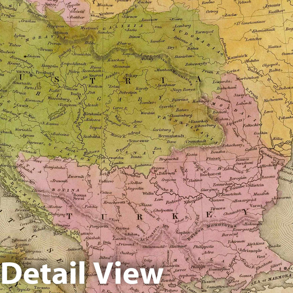Historic Map : 1841 Southern and Middle Europe : Vintage Wall Art