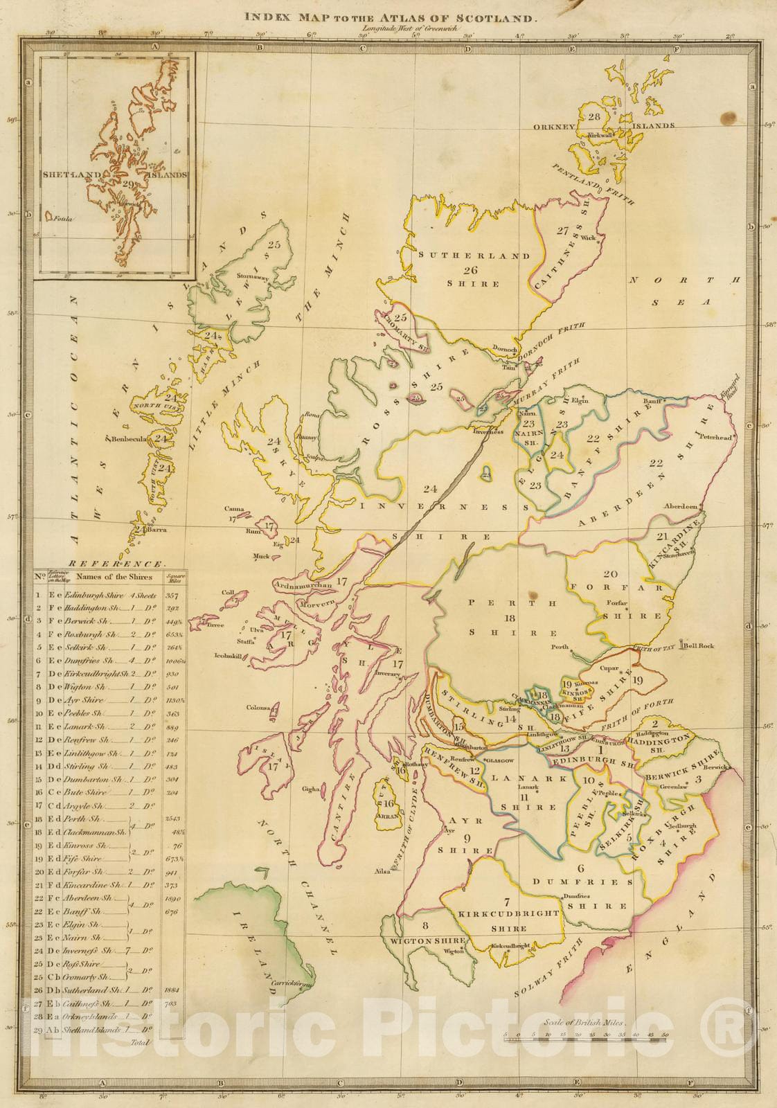 Historic Map : National Atlas - 1832 Index map. - Vintage Wall Art