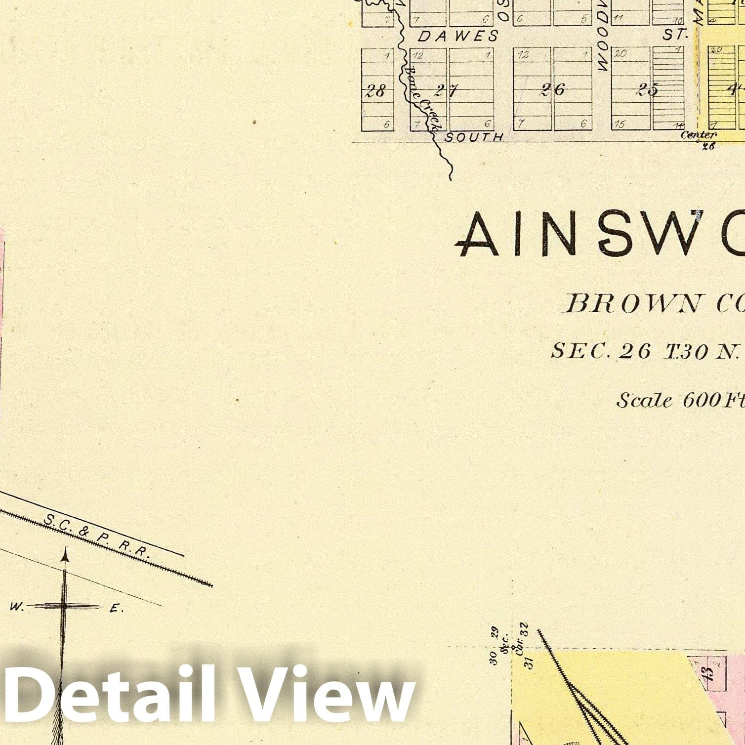 Ainsworth, Brown County, Nebraska; Long Pine; Lodge Pole; Johnstown; Bassett - Railroad Map, 1885