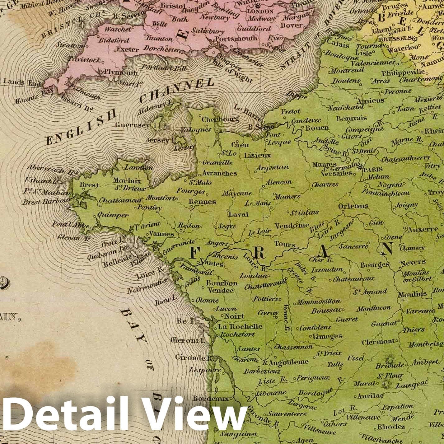 Western Europe including British Isles, France, Spain, Portugal, Netherlands, Belgium, Denmark, 1841 - Historical Map Print