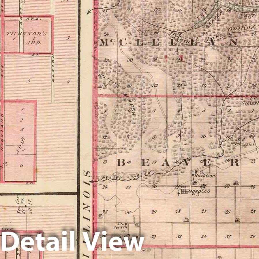Newton County, Indiana with Goodland and Kentland - Railroad Map, 1876