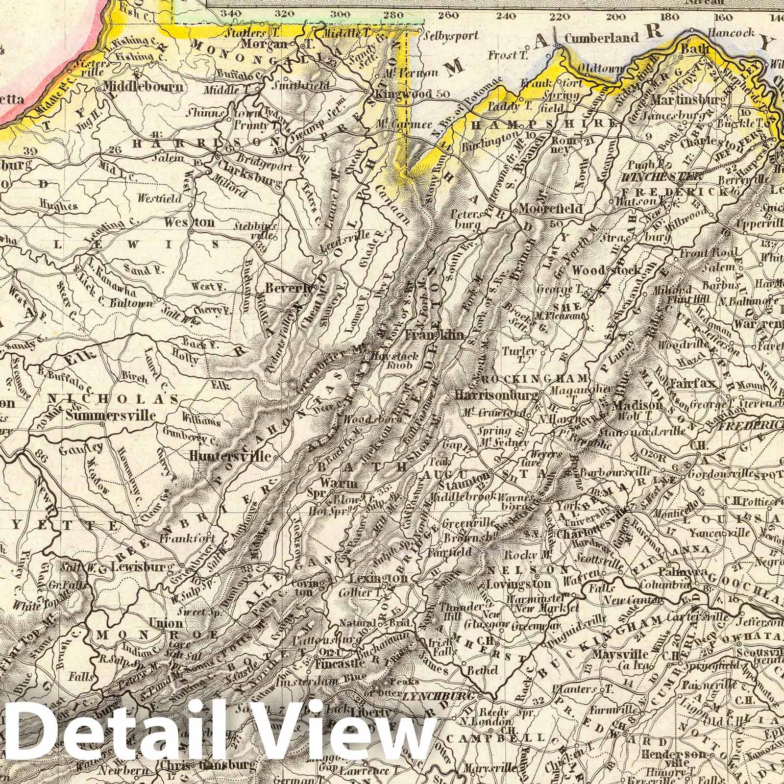 Historic Map : 1845 Virginia. v1 - Vintage Wall Art