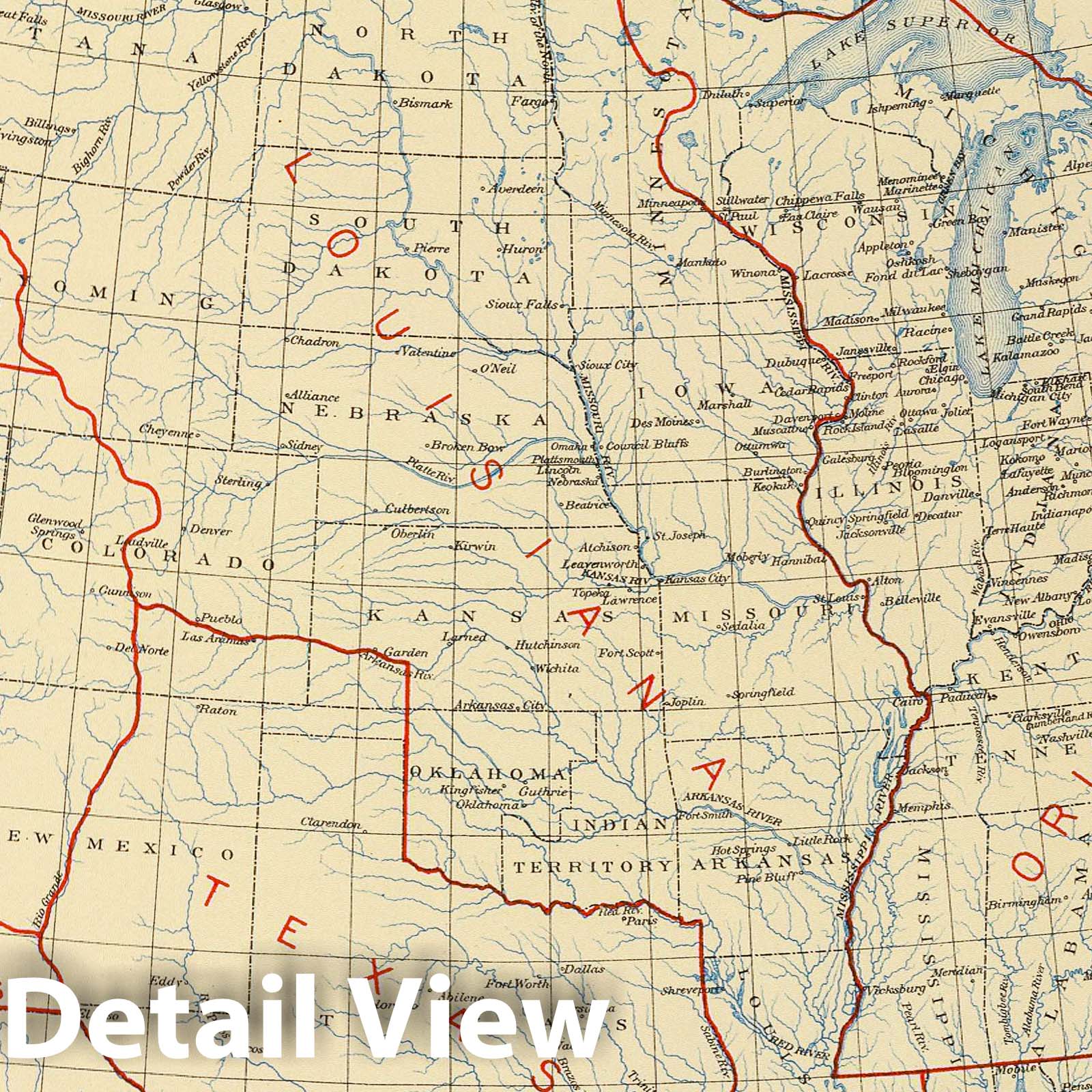 United States Territorial Accessions - River Map, 1898 - Historical Map Print