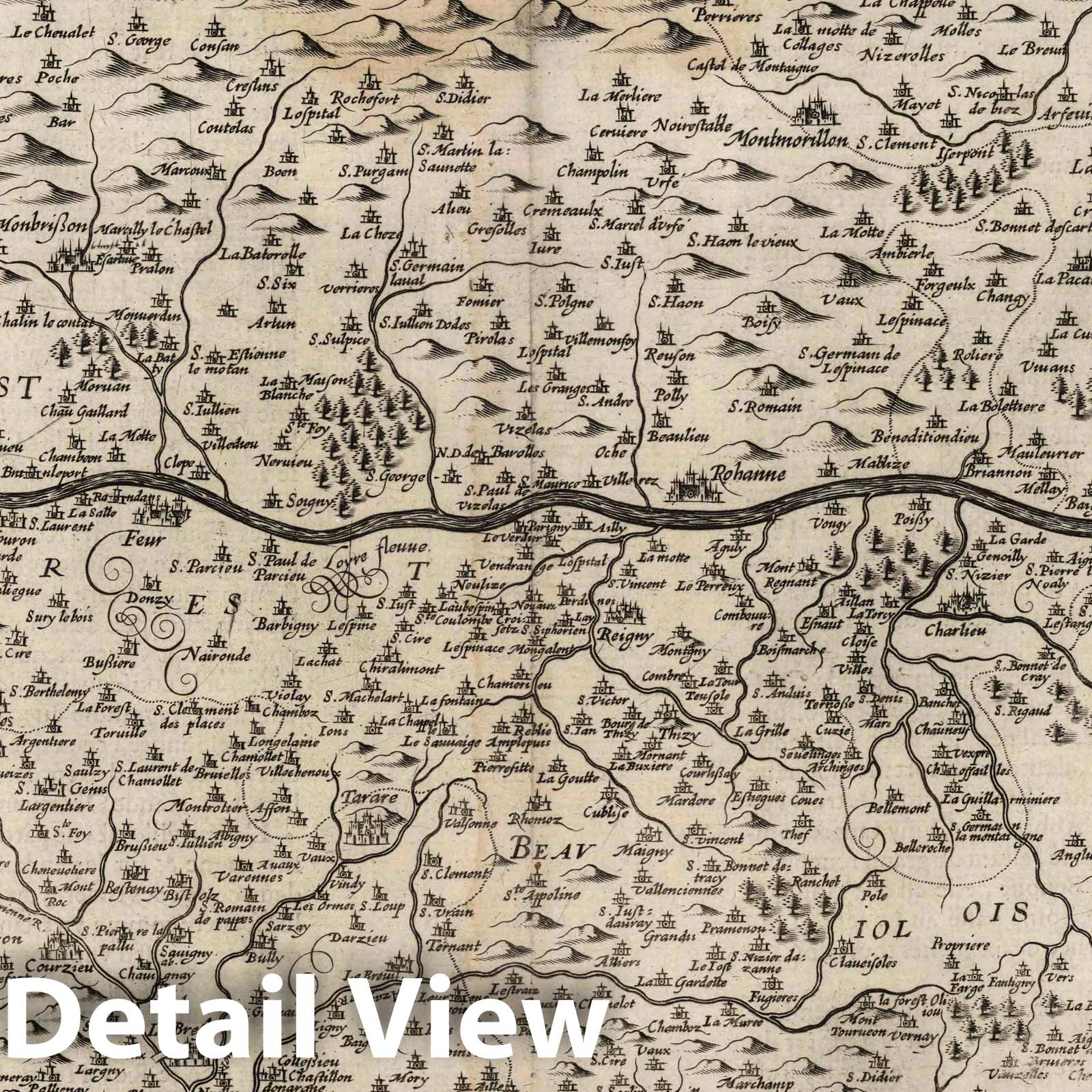 Lyonnais, Forez, Beaujolais, and Maconnais, France 1632 Historical Map